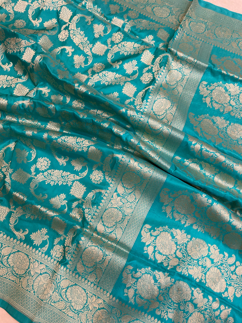 Pure Katan Silk Banarasi Handloom Saree - All Over Jaal Work - The Handlooms
