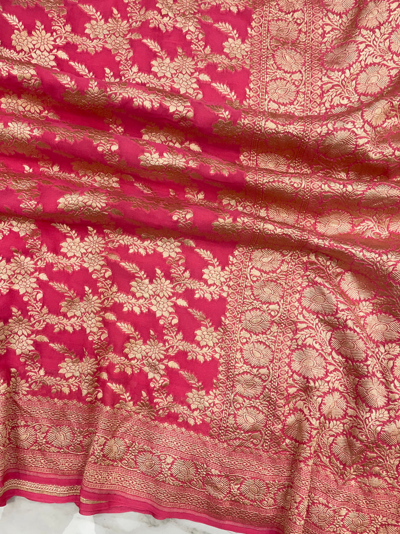 Khaddi Georgette Handloom Banarasi Saree - The Handlooms