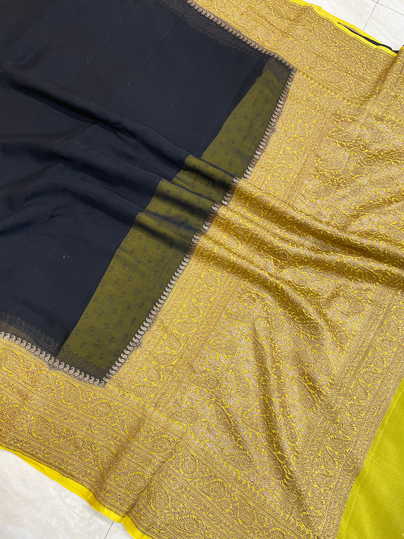 Khaddi Georgette Banarasi Saree -  Antique zari - The Handlooms