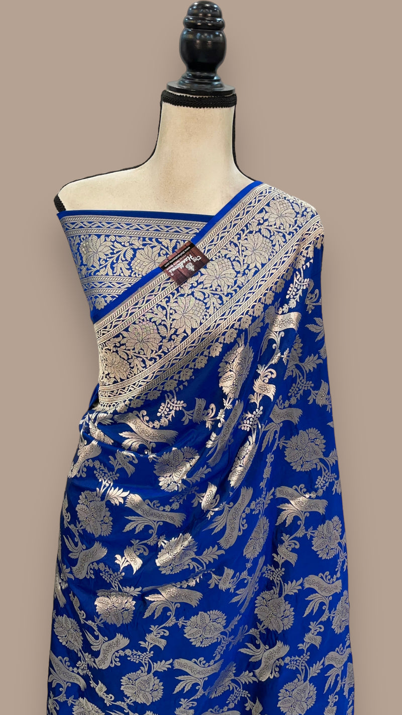 Pure Katan Silk Banarasi Handloom Saree - All Over Jaal Work - The Handlooms