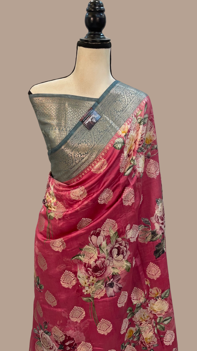 Pure Chiniya Silk Handloom Banarasi Saree - The Handlooms