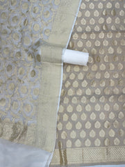 Tissue Handloom Banarasi Dress material with Khaddi Georgette Dupatta - The Handlooms