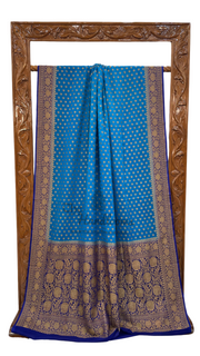 Khaddi Georgette Handloom Banarasi Saree -  Antique zari - The Handlooms