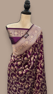 Pure Katan Silk Banarasi Handloom Saree - All over Jaal work - The Handlooms