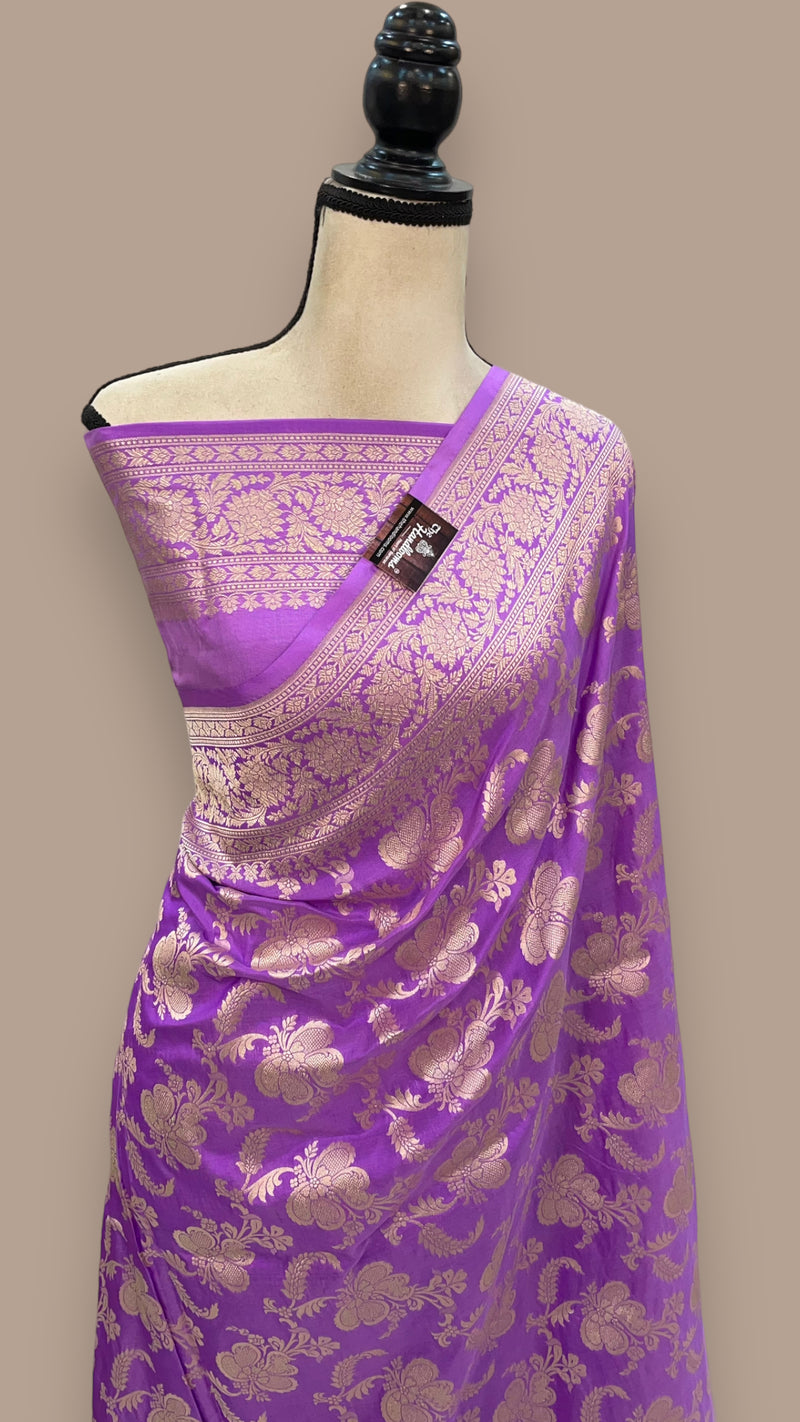 Pure Katan Silk Banarasi Handloom Saree - All Over Jaal Work - The Handlooms