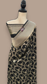 Pure Katan Silk Banarasi Handloom Saree - All Over Jaal Work - The Handlooms