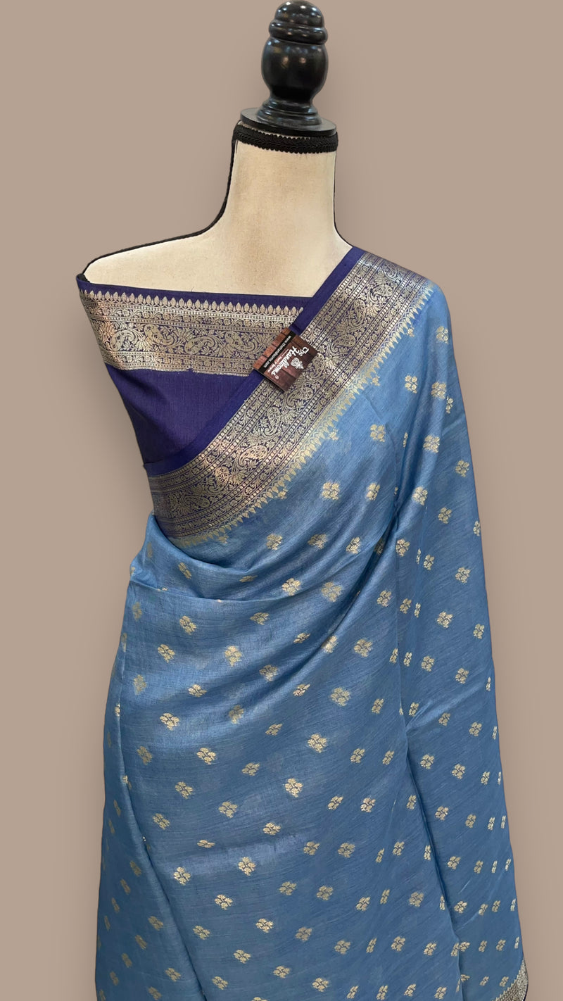 Pure Tussar Silk Handloom Banarasi Saree - The Handlooms
