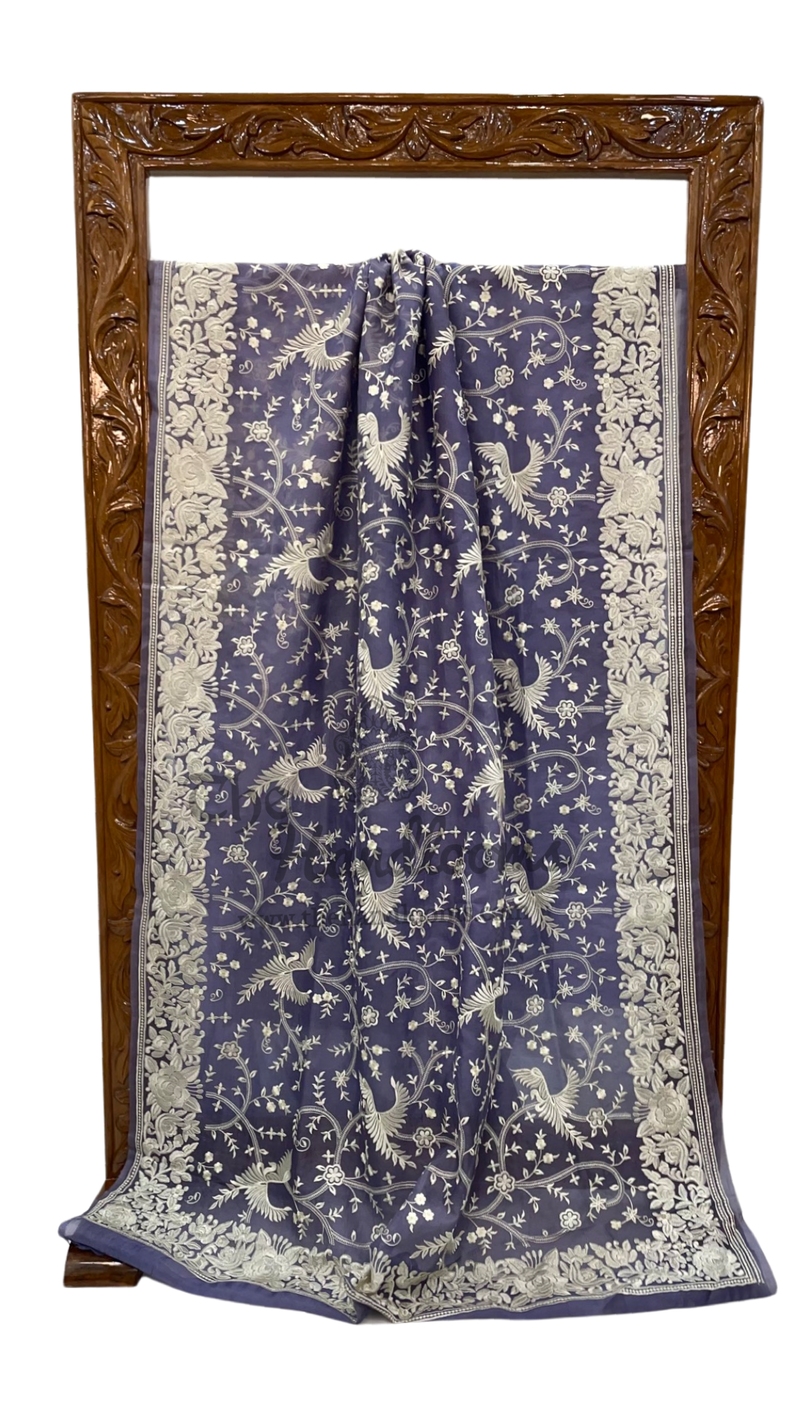 Pure Organza Chikankari Handloom Banarasi Saree - The Handlooms