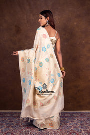 Pure Tussar Georgette Handloom Banarasi Saree - All over Jaal Work with meenakari - The Handlooms