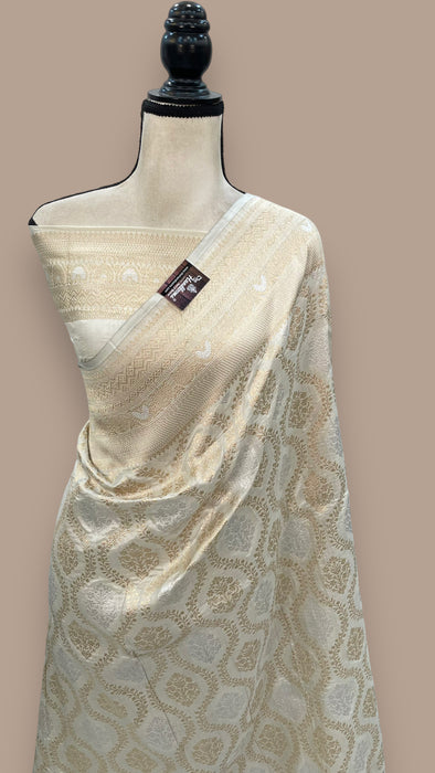 Pure Katan Silk Banarasi Handloom Saree - All over Sona Roopa Jaal work