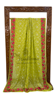 Pure Georgette Chikankari Handloom Banarasi Saree - The Handlooms