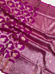 Pure Katan Silk Banarasi Handloom Saree - All over Jaal work - The Handlooms