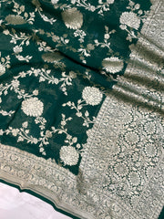 Pure Khaddi Georgette Dupatta - water zari - The Handlooms