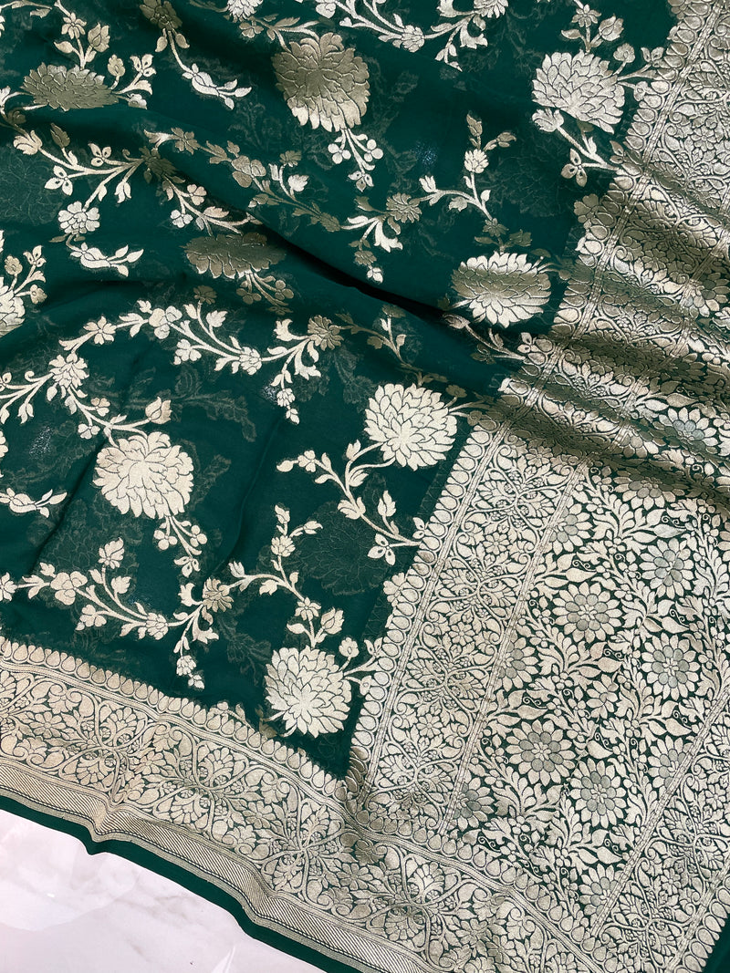 Pure Khaddi Georgette Dupatta - water zari - The Handlooms