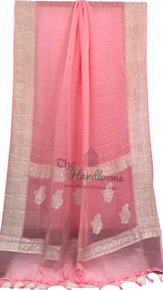 Pink Pure Georgette Handloom Banarasi Saree - The Handlooms