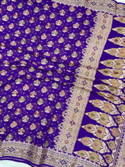 Pure Chiffon Khaddi Banarasi Saree - The Handlooms