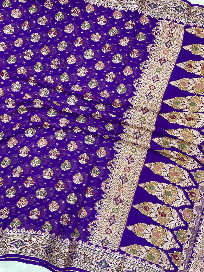 Pure Chiffon Khaddi Banarasi Saree - The Handlooms