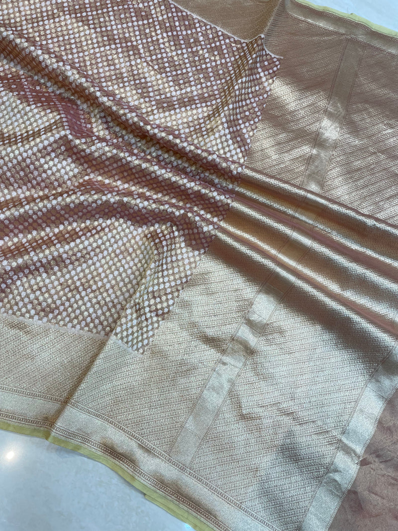 Pure Tissue Reshmi Zari Banarasi Brocade Handloom Saree - The Handlooms