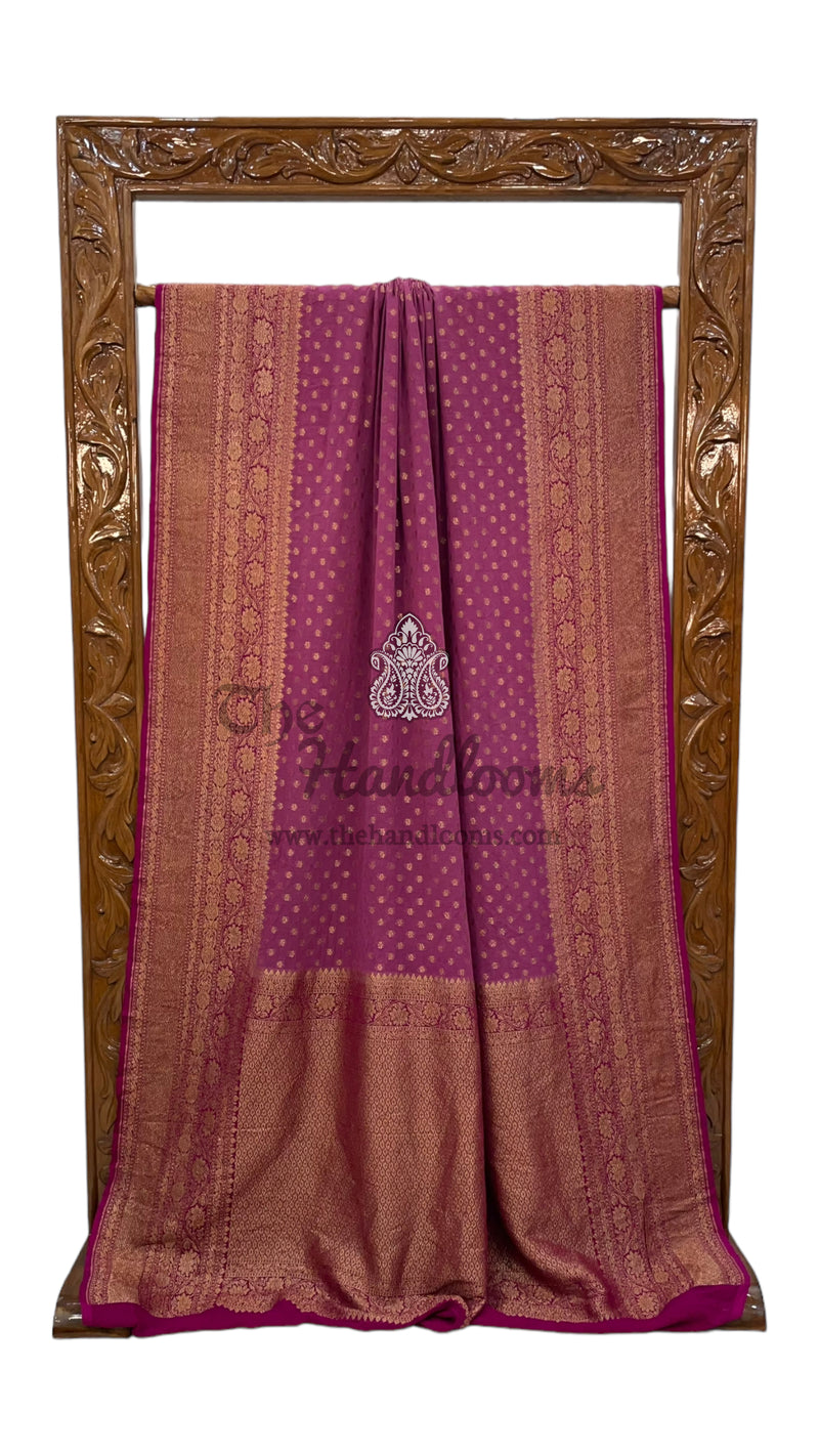 Khaddi Georgette Handloom Banarasi Saree -  Antique zari - The Handlooms