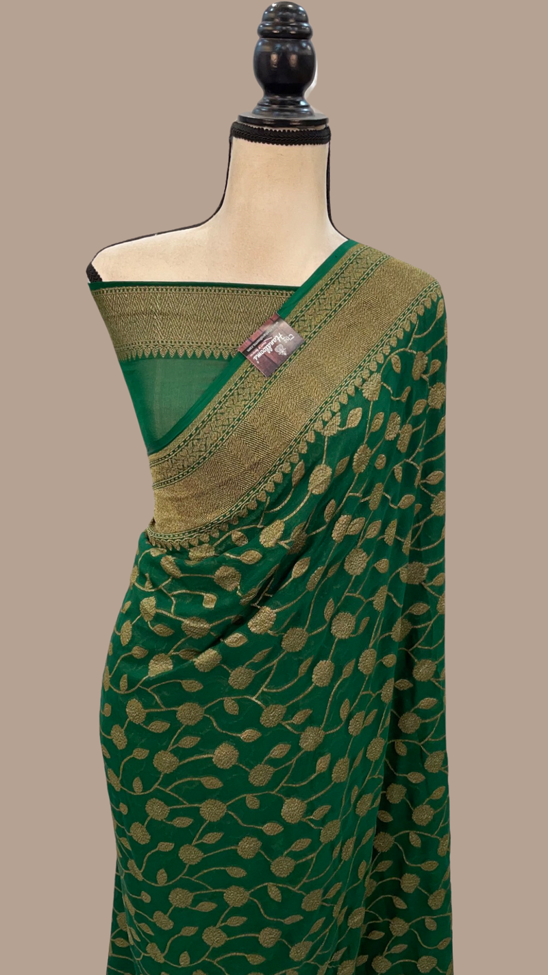 Khaddi Georgette Banarasi Saree -  Antique zari - The Handlooms