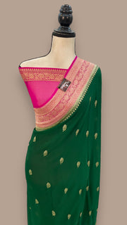 Pure Georgette Banarasi Saree - Gold zari - The Handlooms