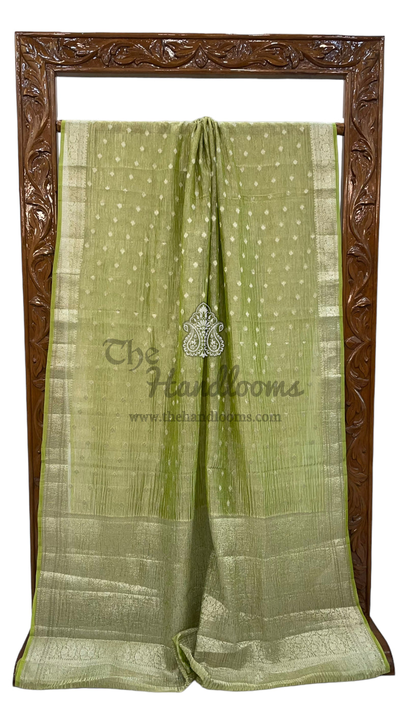 Pure Kora Tissue Crush Handloom Banarasi Saree - The Handlooms