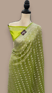 Pure Kora Tissue Crush Handloom Banarasi Saree - The Handlooms