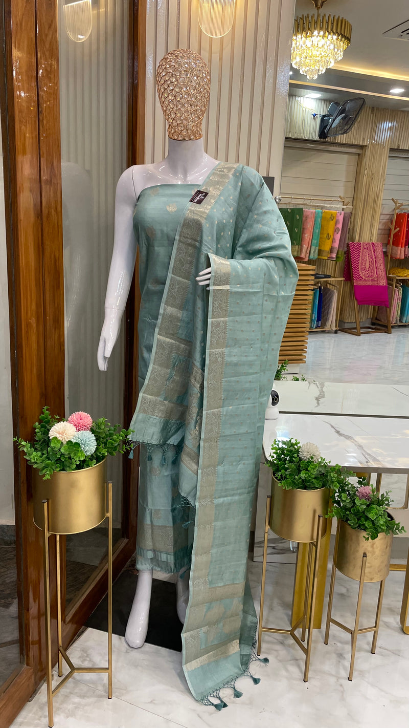 Pure Chiniya Silk Handlooms Banarasi Dress material - The Handlooms