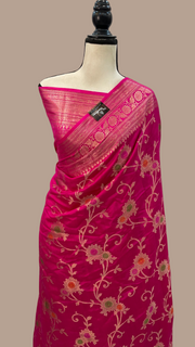 Pure Dupion Silk Banarasi Saree - Gold Zari - The Handlooms