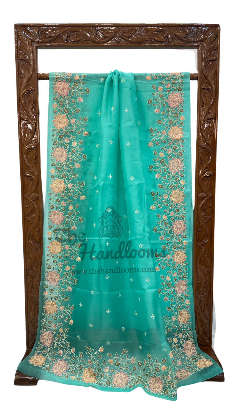 Pure Organza Chikankari Handloom Banarasi Saree - The Handlooms