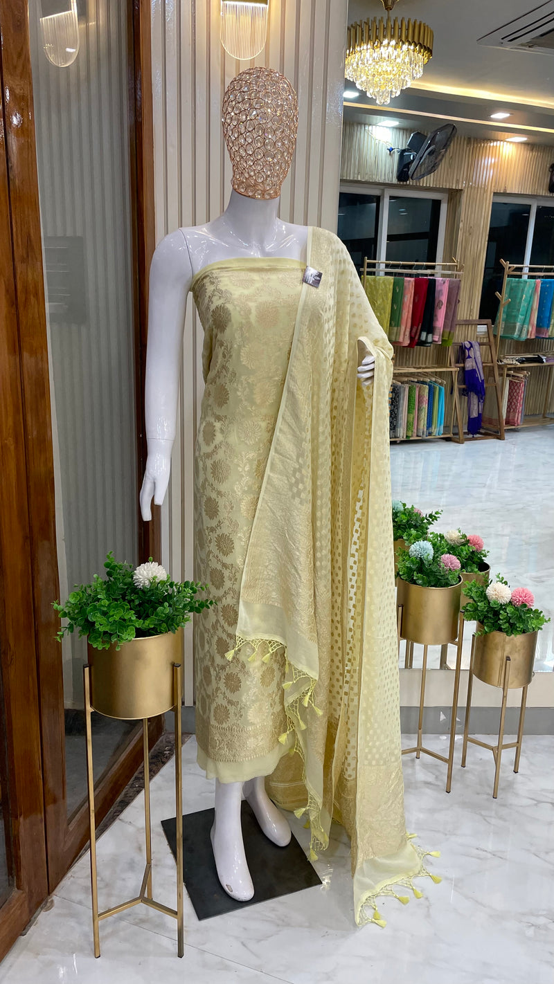 Khaddi Georgette Handlooms Banarasi Dress material - The Handlooms