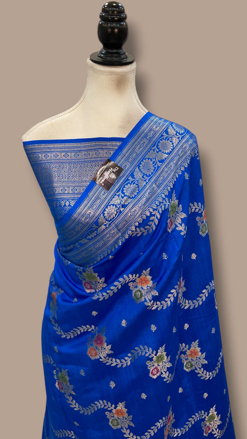 Pure Chiniya Silk Handloom Banarasi Saree With Meenakari