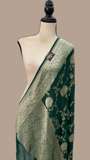 Pure Khaddi Georgette Dupatta - water zari - The Handlooms