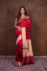 Pure Katan Silk Banarasi Handloom Saree - All over Kadua motifs With Meenakari - The Handlooms