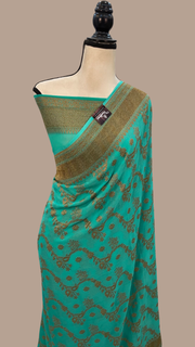 Khaddi Georgette Banarasi Saree -  Antique zari - The Handlooms