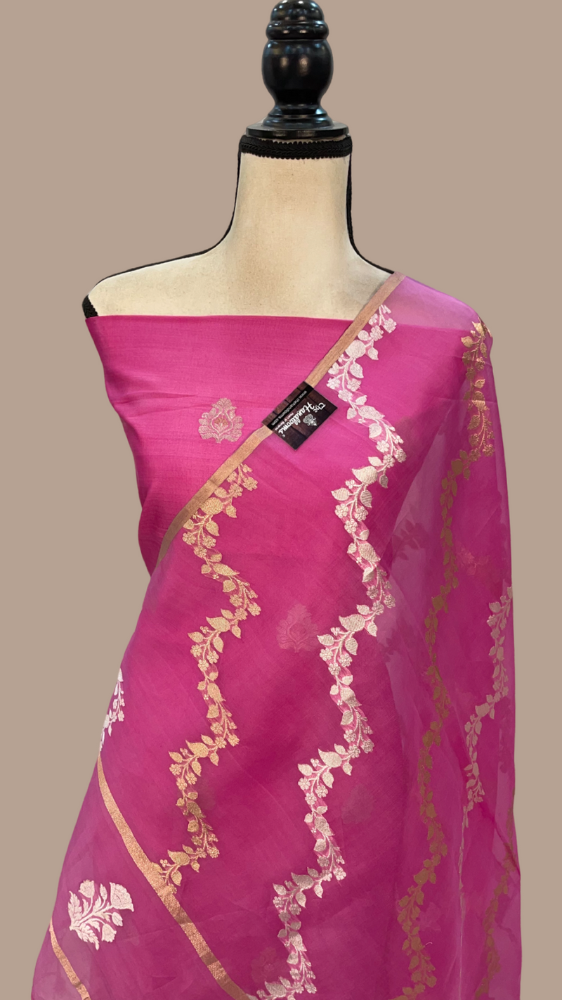 Katan Silk Handlooms Banarasi Dress material With Organza Dupatta - The Handlooms