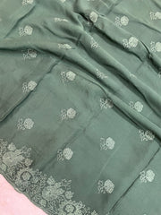Pure Georgette Chikankari Handloom Banarasi Saree - The Handlooms