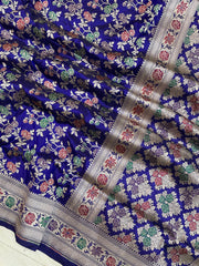 Pure Katan Silk Banarasi Handloom Saree - All over Jaal work - With Meenakari - The Handlooms