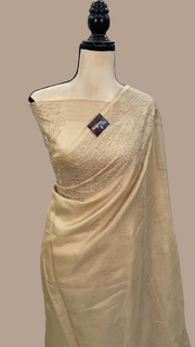 Tussar Silk Handloom Banarasi Saree With Chikankari - The Handlooms