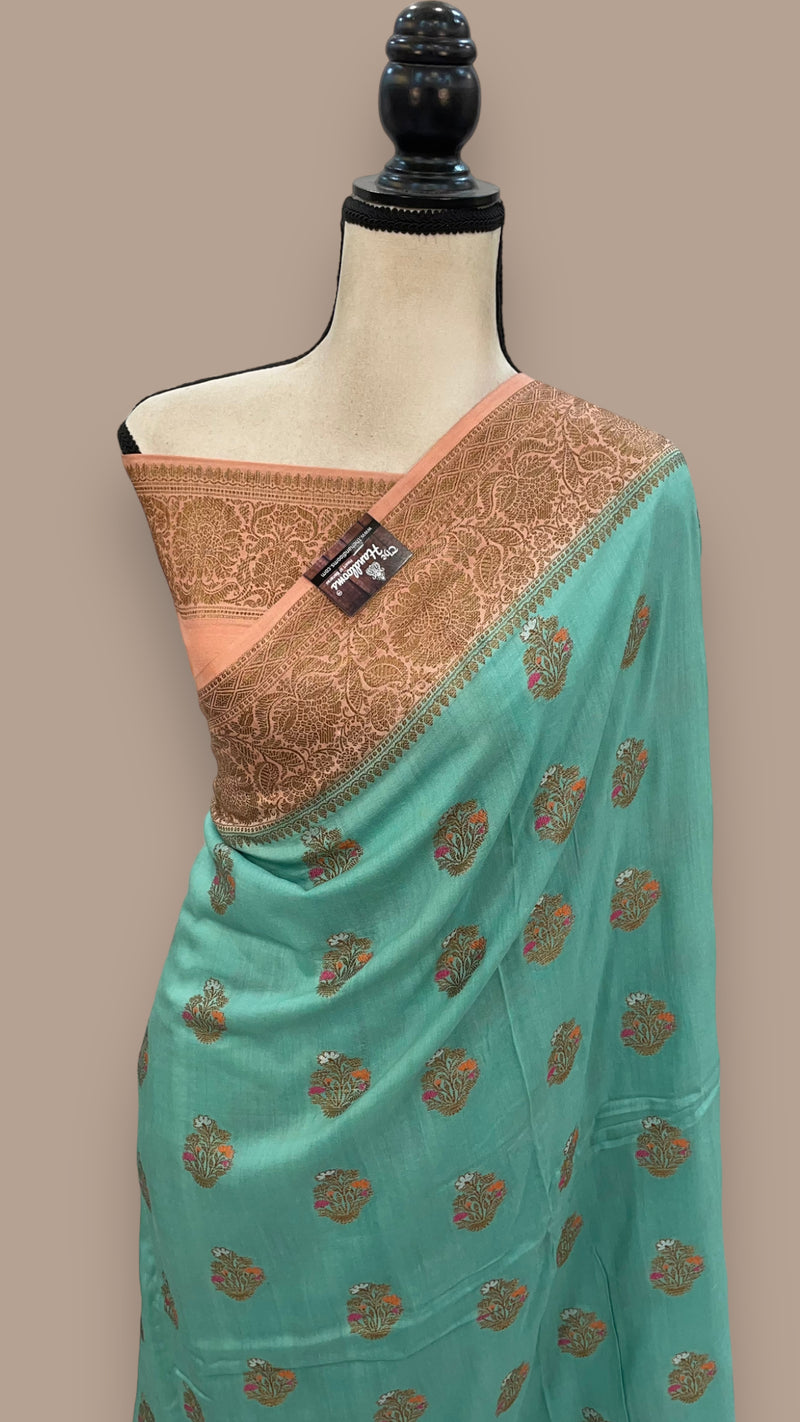 Moonga Georgette Handloom Banarasi Saree - The Handlooms