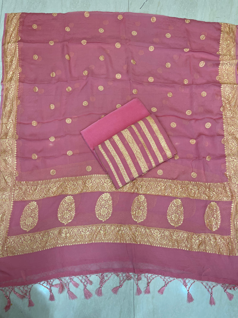 Pure Khaddi Georgette Banarasi Dress material - The Handlooms