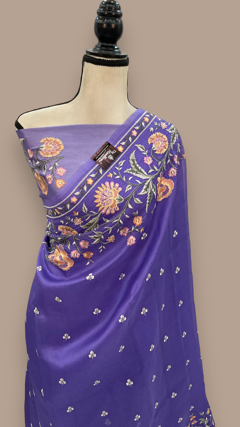 Pure Organza Chikankari Handloom Banarasi Saree - The Handlooms