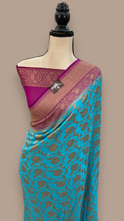 Khadki Georgette Banarasi Saree -  Antique zari - The Handlooms