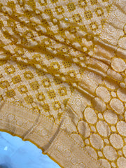 Pure Georgette Banarasi Bandhej Handloom Saree - The Handlooms