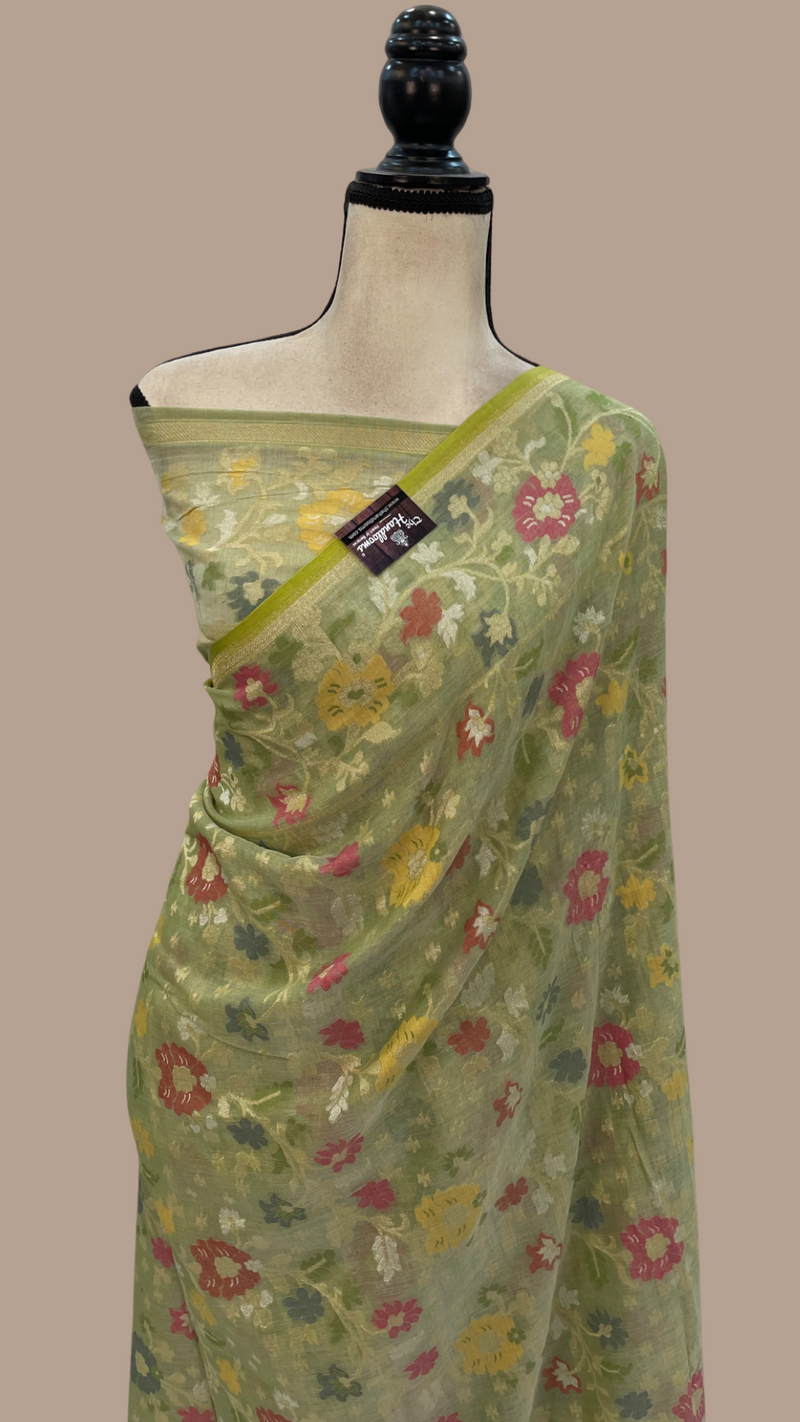 Pure Cotton Jamdani Handloom Banarasi Saree - The Handlooms