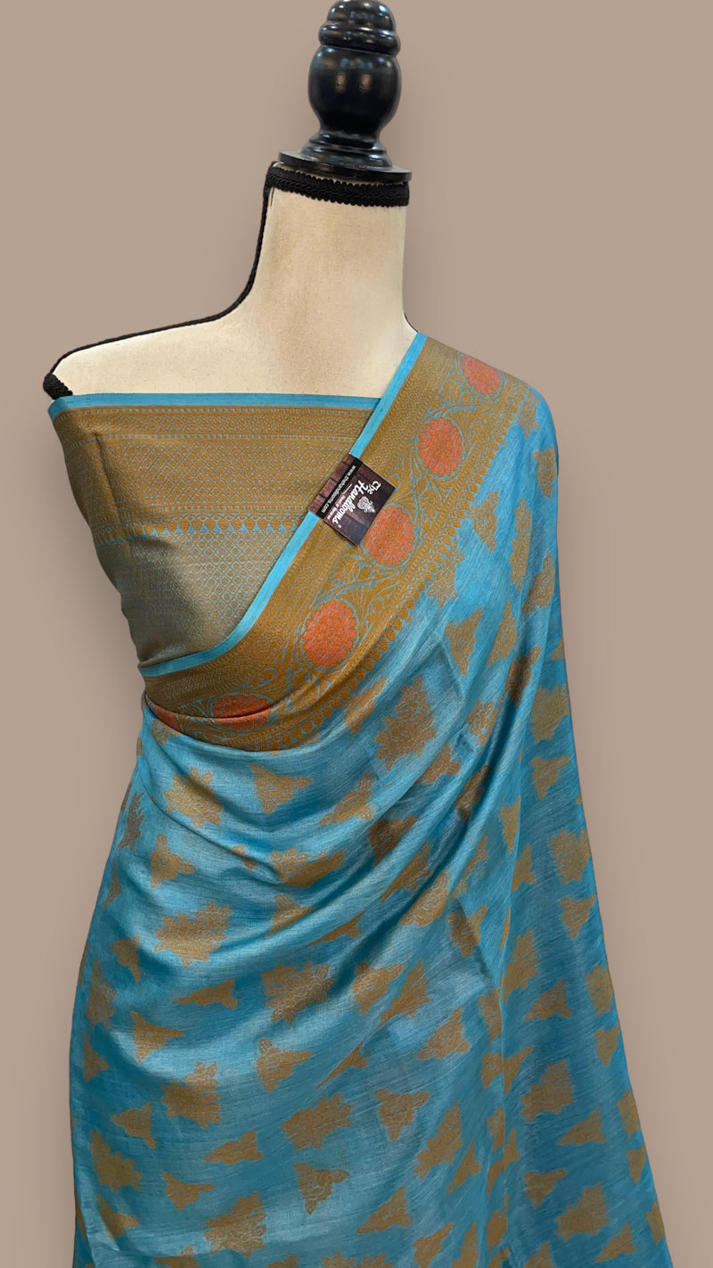 Pure Tussar Silk Handloom Banarasi Saree - The Handlooms
