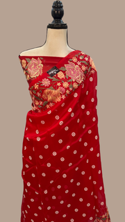 Pure Organza Chikankari Handloom Banarasi Saree - The Handlooms