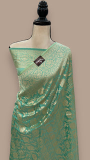 Pure Katan Silk Banarasi Handloom Saree - All Over Jaal Work - The Handlooms