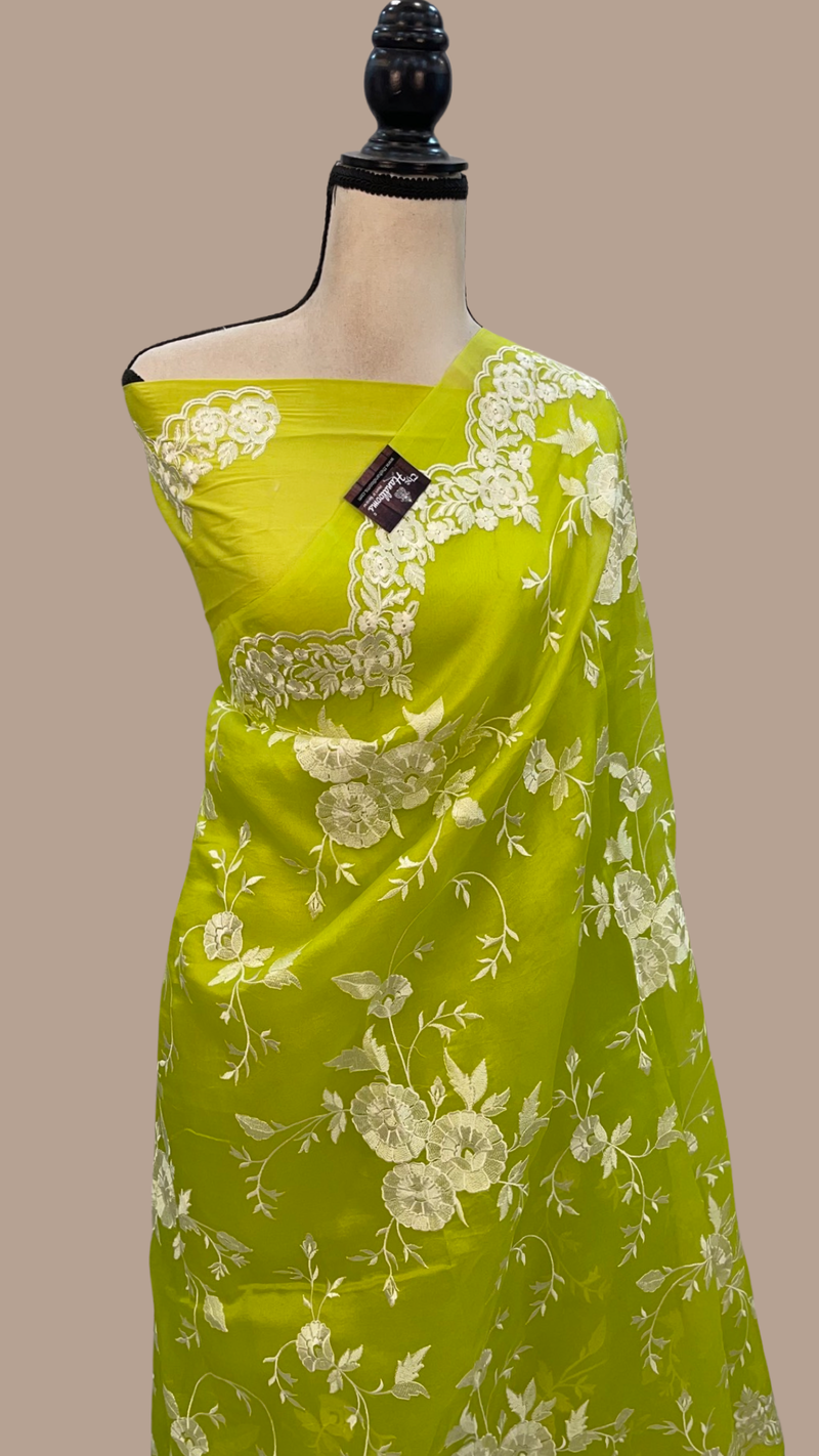 Organza Chikankari Handloom Banarasi Saree - The Handlooms