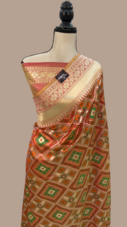 Pure Katan Silk Banarasi Handloom Saree - All over Jaal work - With Meenakari - The Handlooms